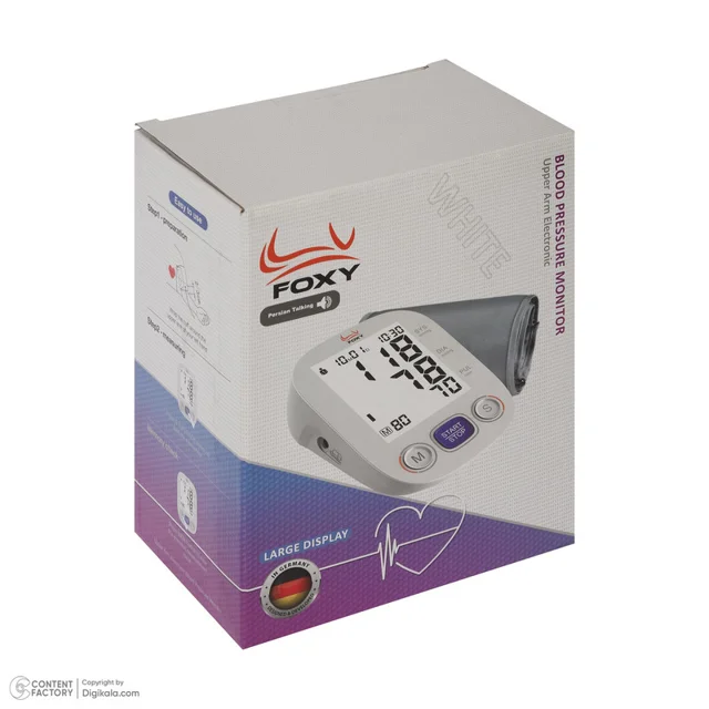 فشارسنج بازویی دیجیتال فوکسی مدل WHITE با قابلیت اندازه‌گیری فشار خون و ضربان قلب، حافظه ب 101563364